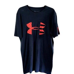 Under Armour Mens Black & Red Graphic T-Shirt Medium Cotton Size M